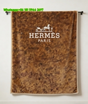 Hermès Paris Logo Brown Texture Flannel Throw Blanket IMG_5172